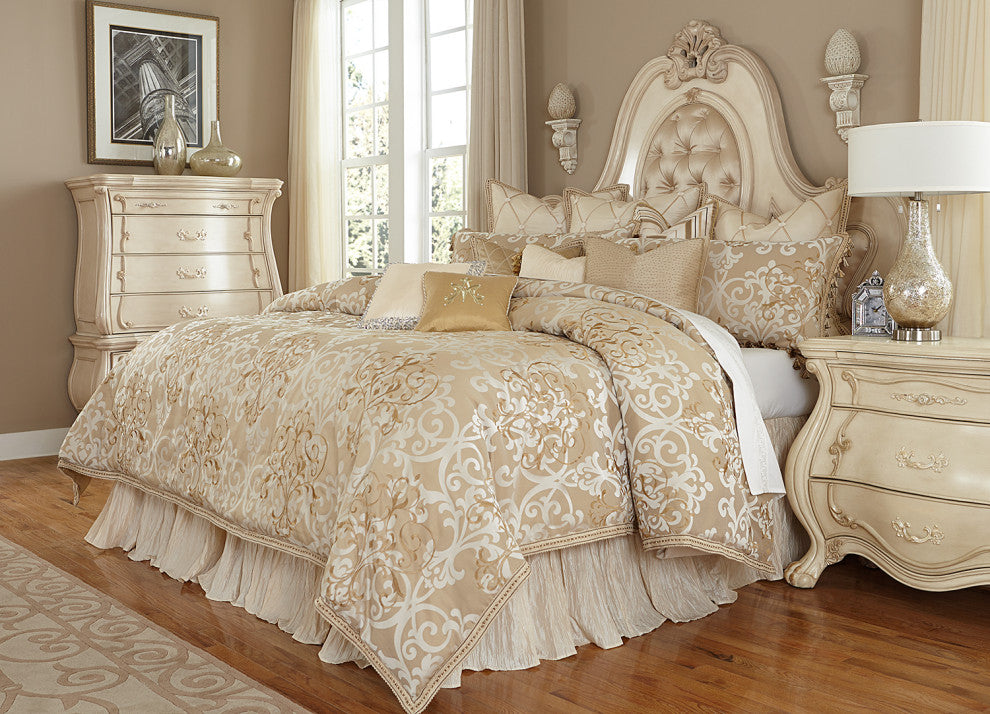Aico Amini Luxembourg 13 Pc King Comforter Set in Creme