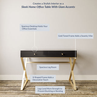 42" Home Office Writing Computer Desk, X-Shaped Legs, Black