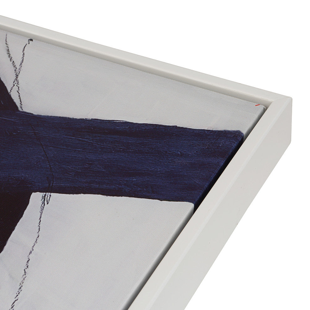 Set of 2 Abstract Wall Art With White Frame, Blue