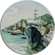 Yacht In Port Yalta, Landscape Round Wall Art, 36"