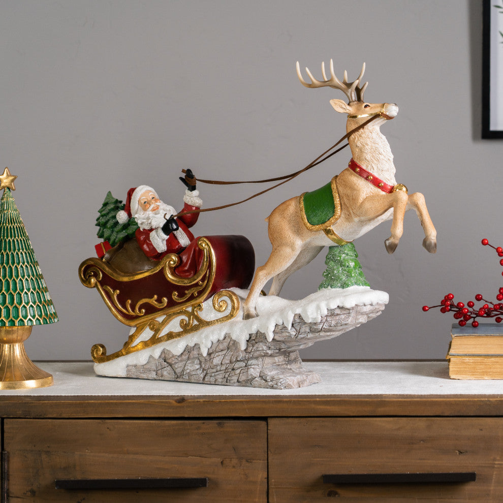 Santa in Sleigh With Deer