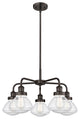 Olean-5 Light 25" Stem Chandelier-Oil Rubbed Bronze, Seedy Glass Shade
