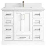 Boston 42 Single Sink Bath Vanity in White 1.5" White Quartz