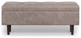 Shay Mid Century Rectangular Storage Ottoman, Distressed Grey Taupe