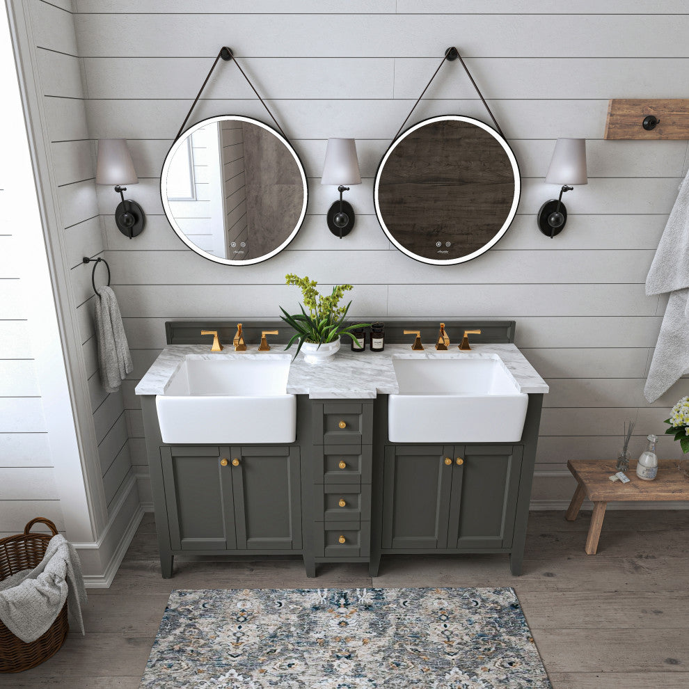 Adeline Vanity Set, Sapphire Gray, 60", Double Sink