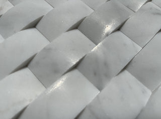Carrara Marble 3D Cambered 1x2 Arched Mosaic Tile Honed Venato Carrera, 1 sheet