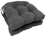 16" Solid Microsuede U-shaped Tufted Chair Cushions, Set of 2, Steel Gray