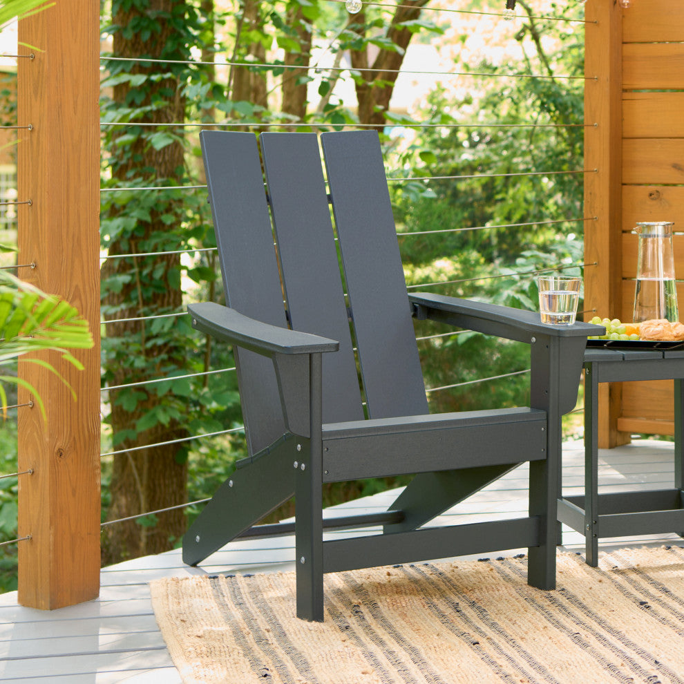 Shoreside Modern Outdoor Patio Adirondack Chair, Gray