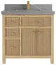 Sonoma Teak 36 Center Sink Vanity in Light  Natural with 2" Piatra Gray Quartz