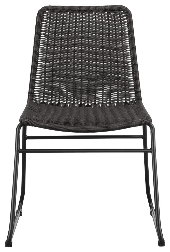 Dacy Faux Rattan Metal Dining Side Chair Brown, Set of 2