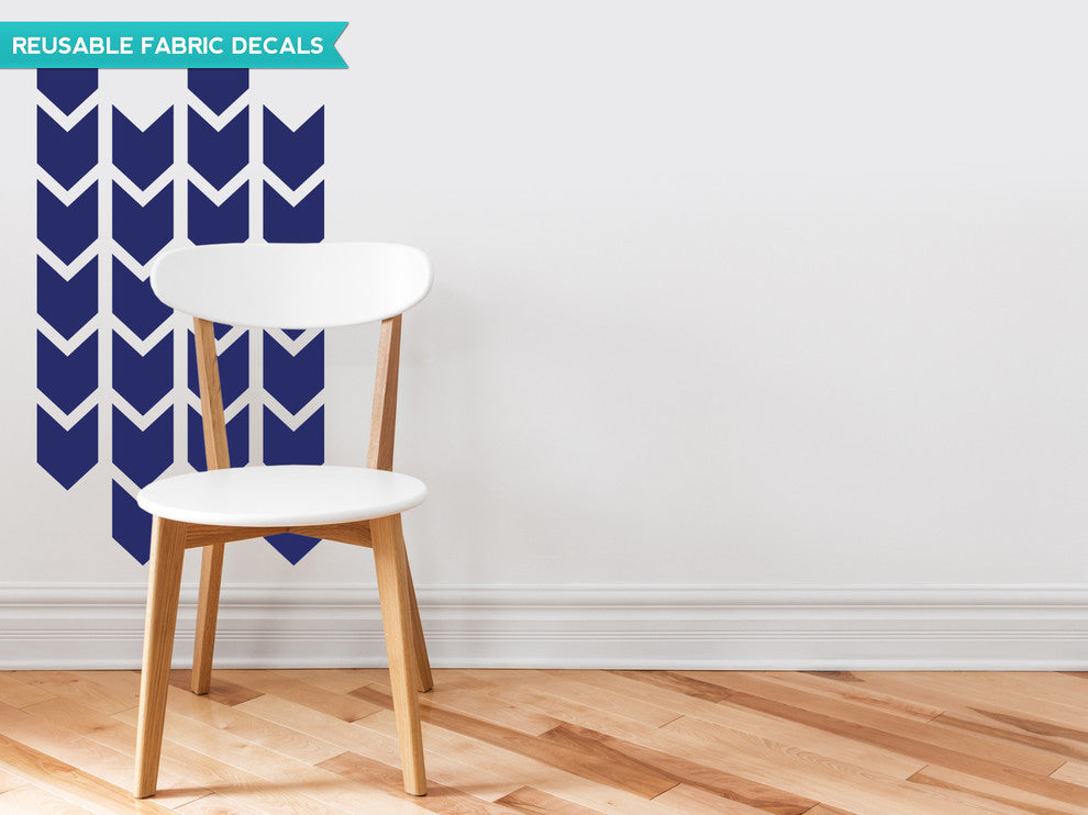 Chevron Arrows Fabric Wall Decals, Set of 26 Chevron Pattern Decals, Navy