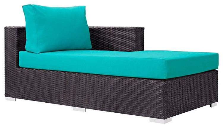 Espresso Turquoise Convene Outdoor Patio Fabric Right Arm Chaise