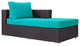 Espresso Turquoise Convene Outdoor Patio Fabric Right Arm Chaise