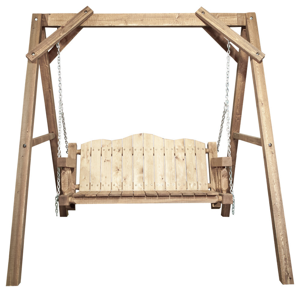 Homestead Collection Lawn Swing With "A" Frame, Exterior Stain Finish