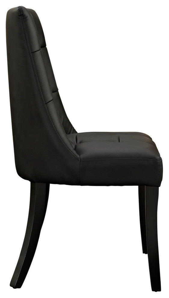 Modern Contemporary Kitchen Vinyl Dining Chair Set of 2 Black