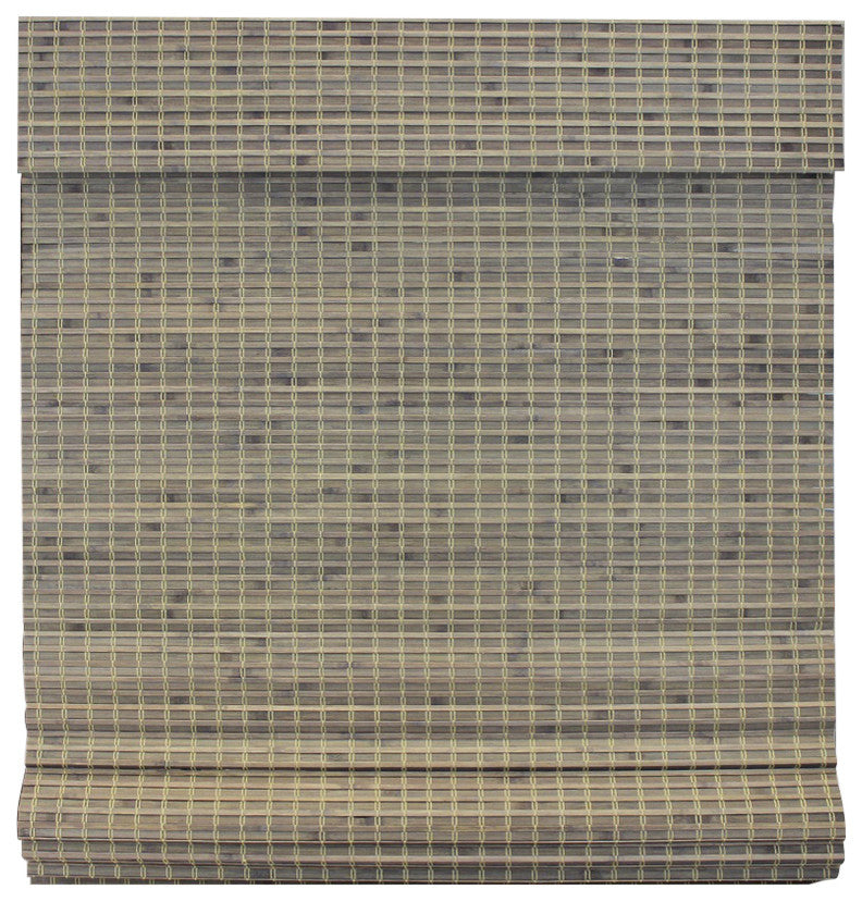 Radiance Cordless Privacy Weave Bamboo Roman Shade, Driftwood 36"x64"