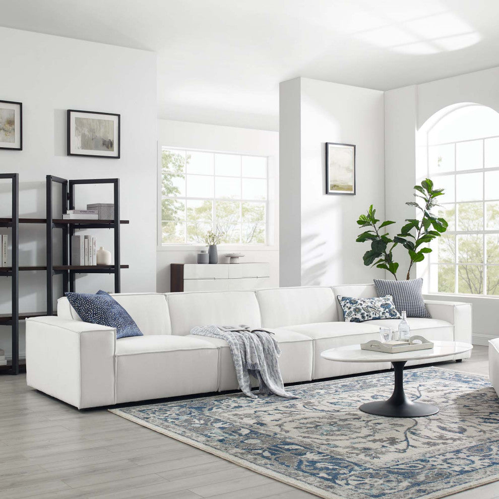Modular Sectional Sofa Set, White, Fabric, Modern, Lounge Hotel Hospitality