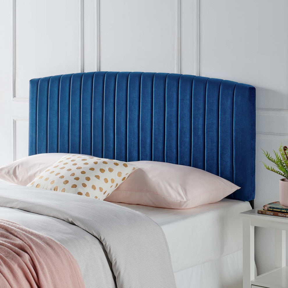 Headboard, King Size, Velvet, Blue Navy, Modern Contemporary, Bedroom Master