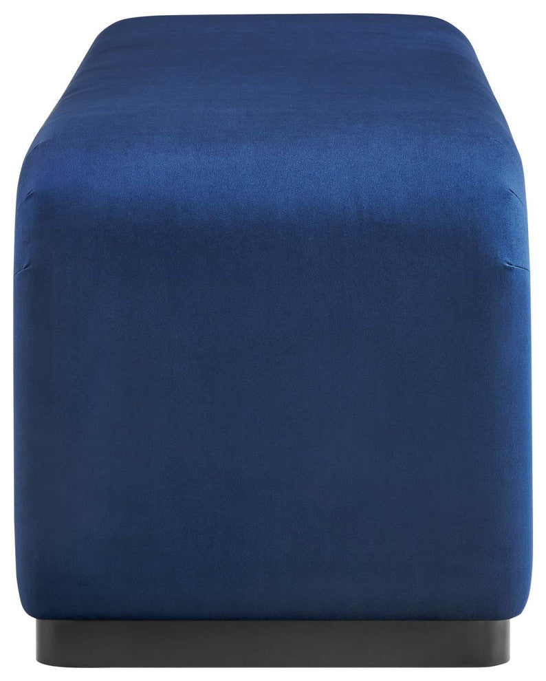 Koda Performance Velvet Waterfall Long Bench - Black Midnight Blue