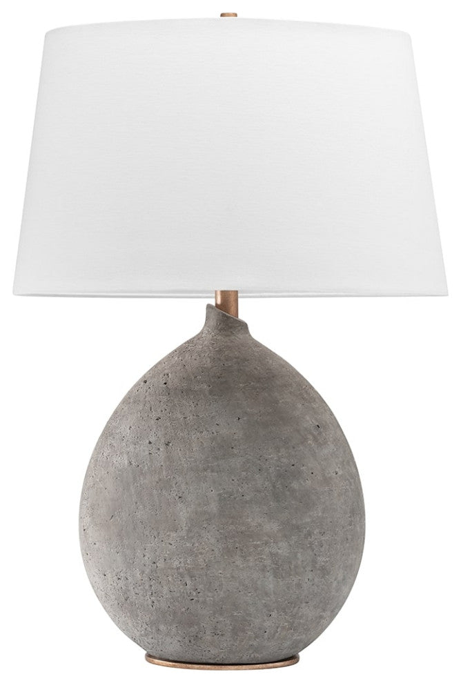 Denali 1 Light Table Lamp, Gray Finish, White Belgian Shade