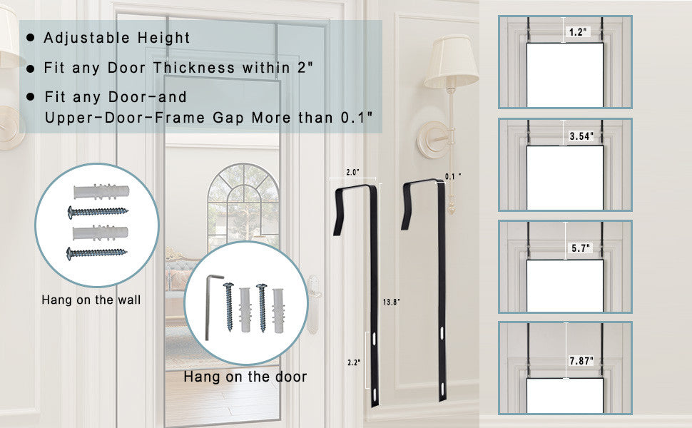 Easly Rectangular Aluminum Alloy Framed Wall Mirror Door Mirror, Black, 16x50
