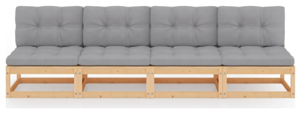 Vidaxl 4-Seater Sofa With Cushions Solid Pinewood