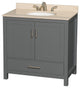 Sheffield 36" Dark Gray Single Vanity, Ivory Marble Top, Um Rd Sink, No