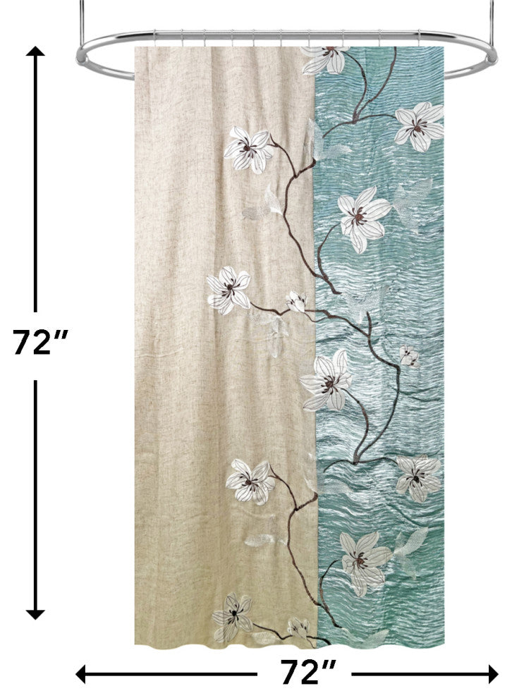 Magnolia Vine Fabric Shower Curtain, Blue, 72"x72"