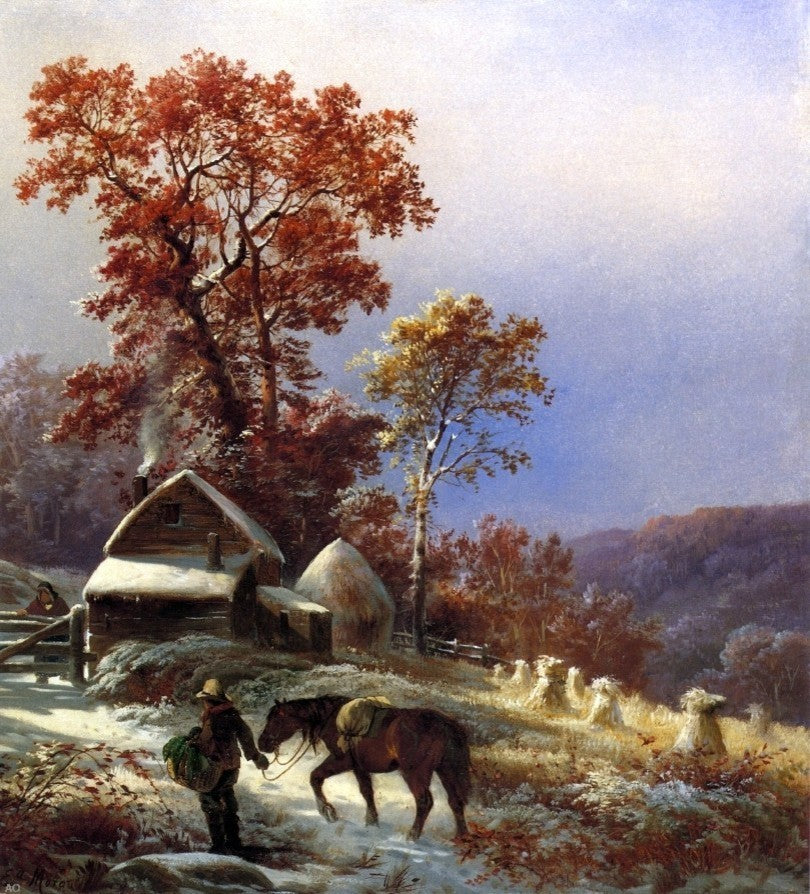 Edward Moran Winter at the Farm, 20"x25" Wall Decal