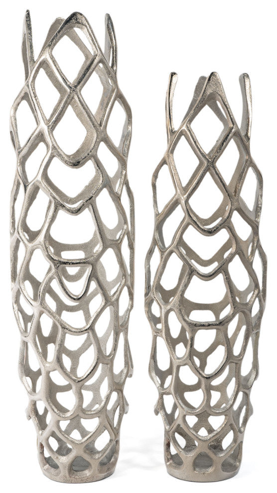Adler Silver Metal Floor Vase, Large