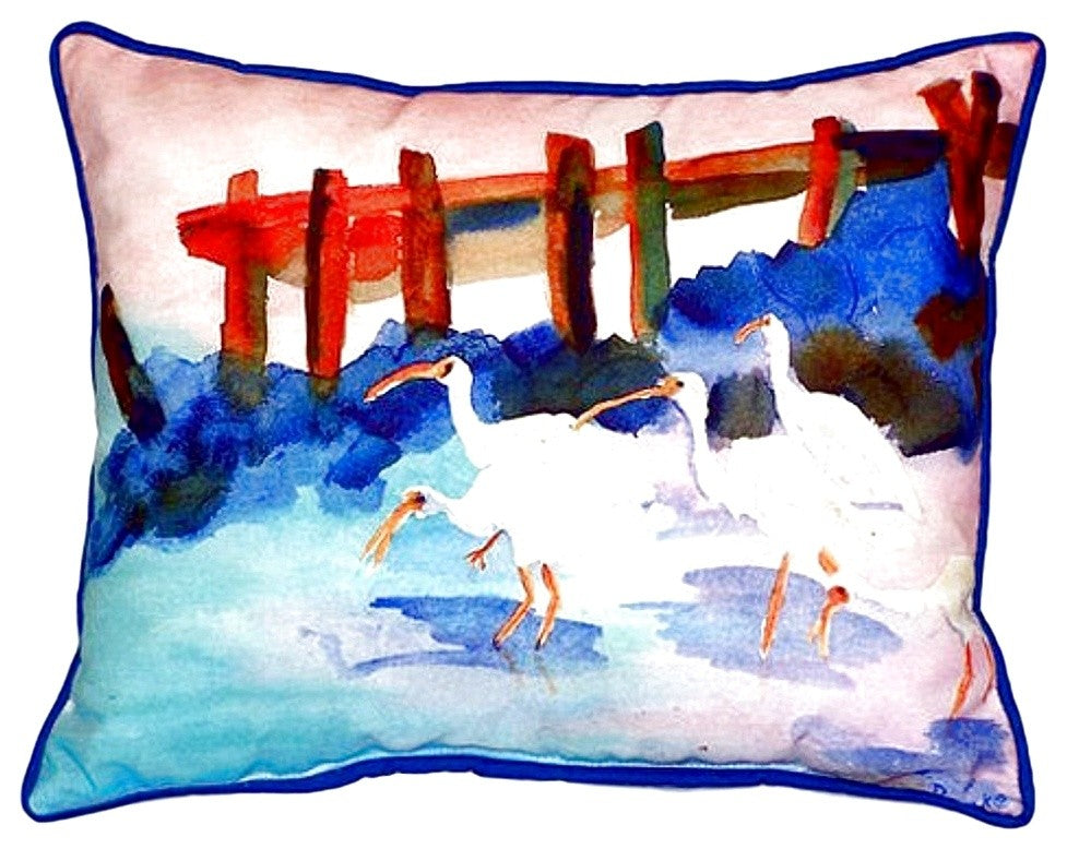 White Ibises Small Indoor/Outdoor Pillow 11x14 - Set of Two