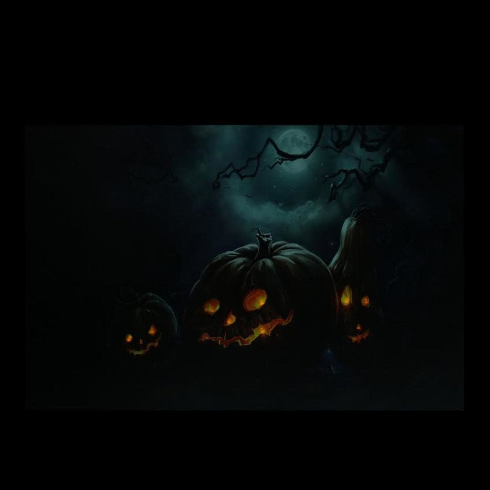 LED Lighted Spooky Halloween Jack-O-Lanterns Canvas Wall Art 15.75"x23.5"