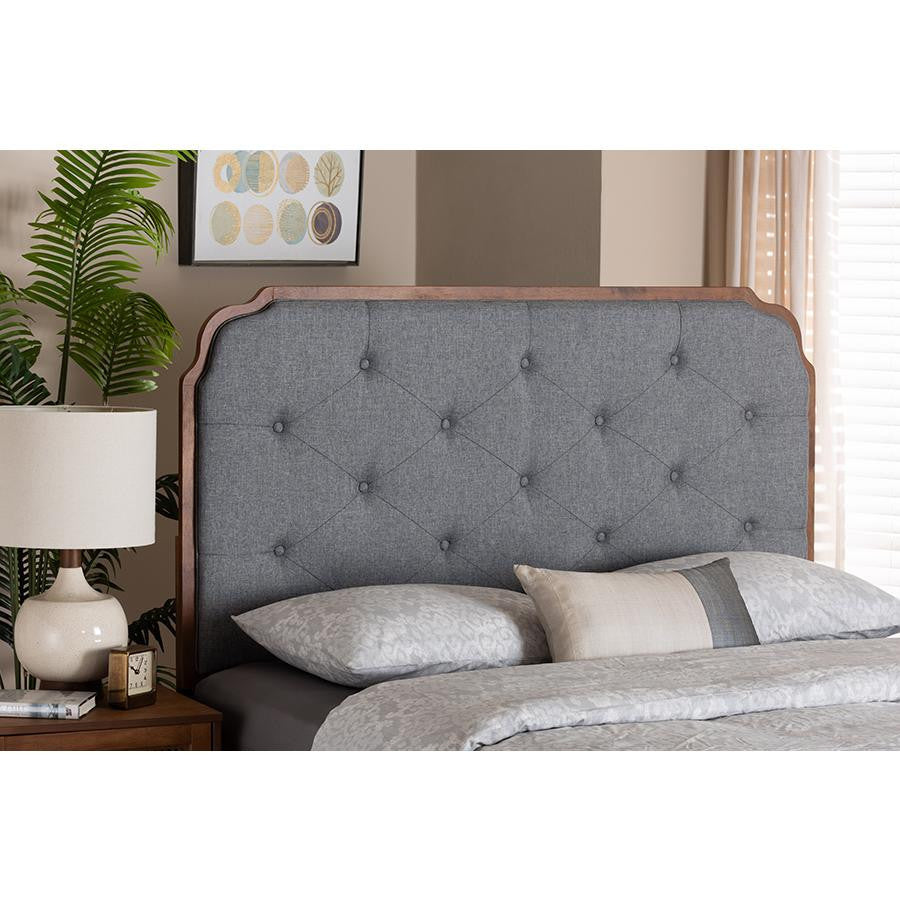 Walnut Brown Finished Wood Queen Size Headboard