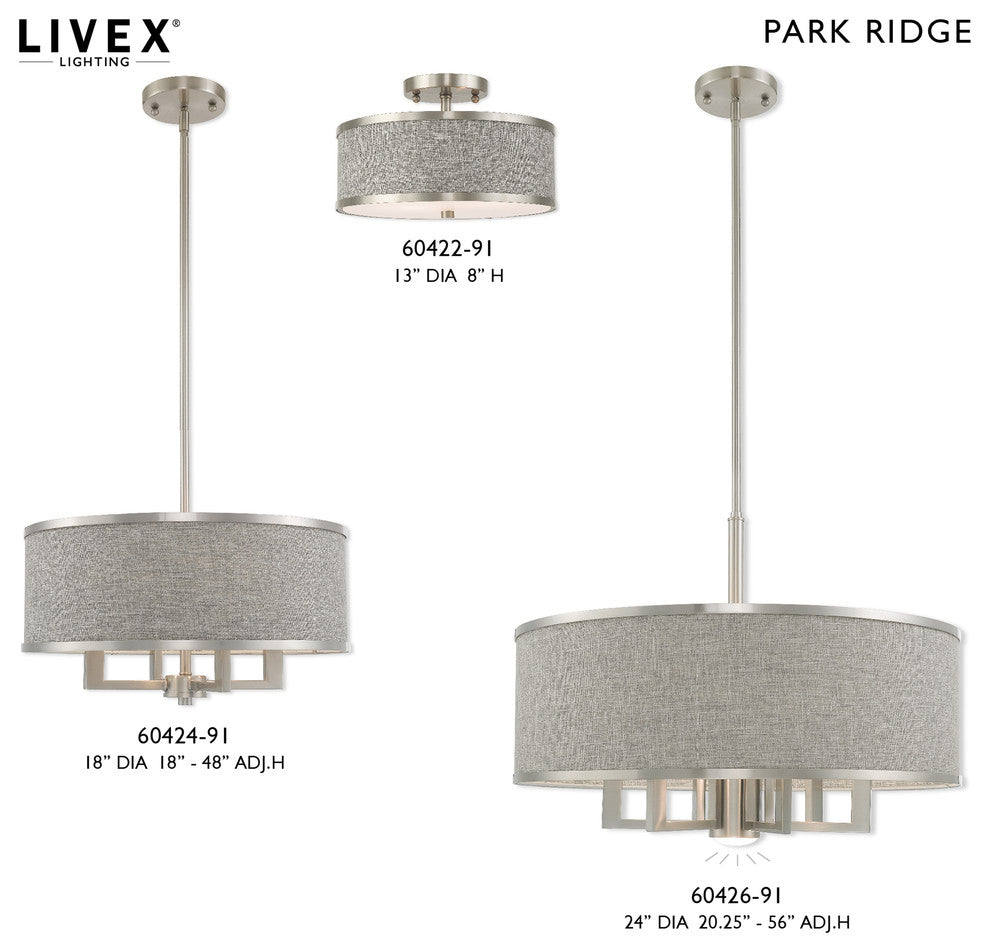 Livex Lighting Brushed Nickel 4-Light Pendant Chandelier