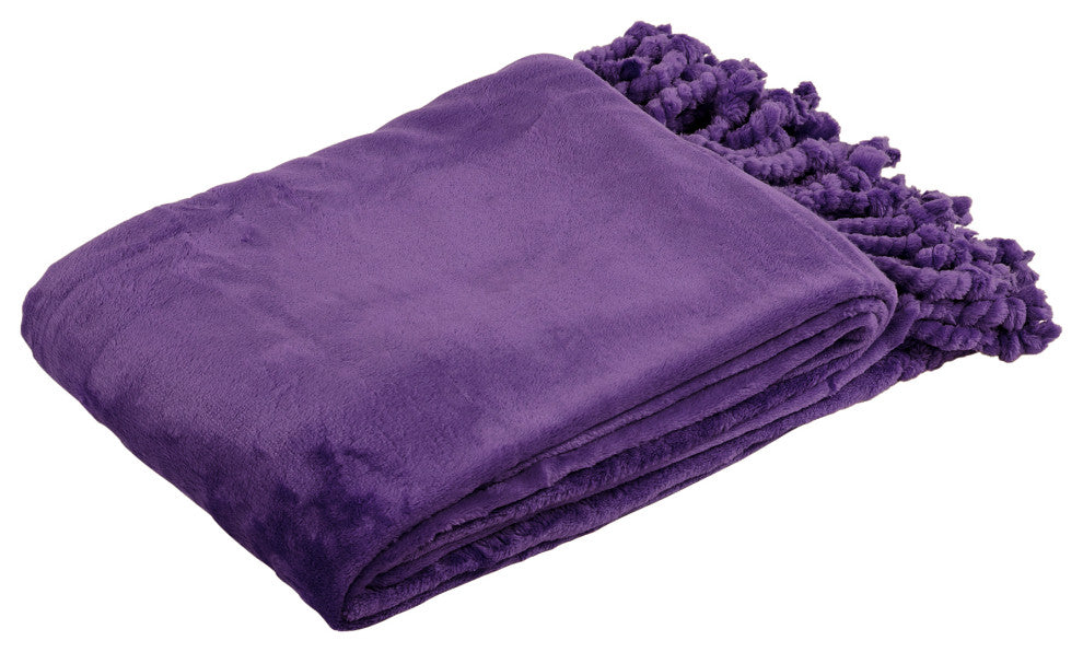 Braided Rope Flannel Fleece Throw, Blackberry Wine, 60"x80"