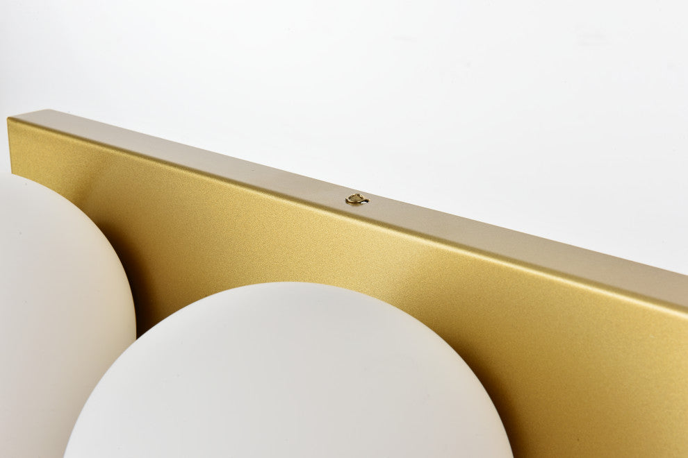 4 Light Brass And Frosted White Bath Sconce