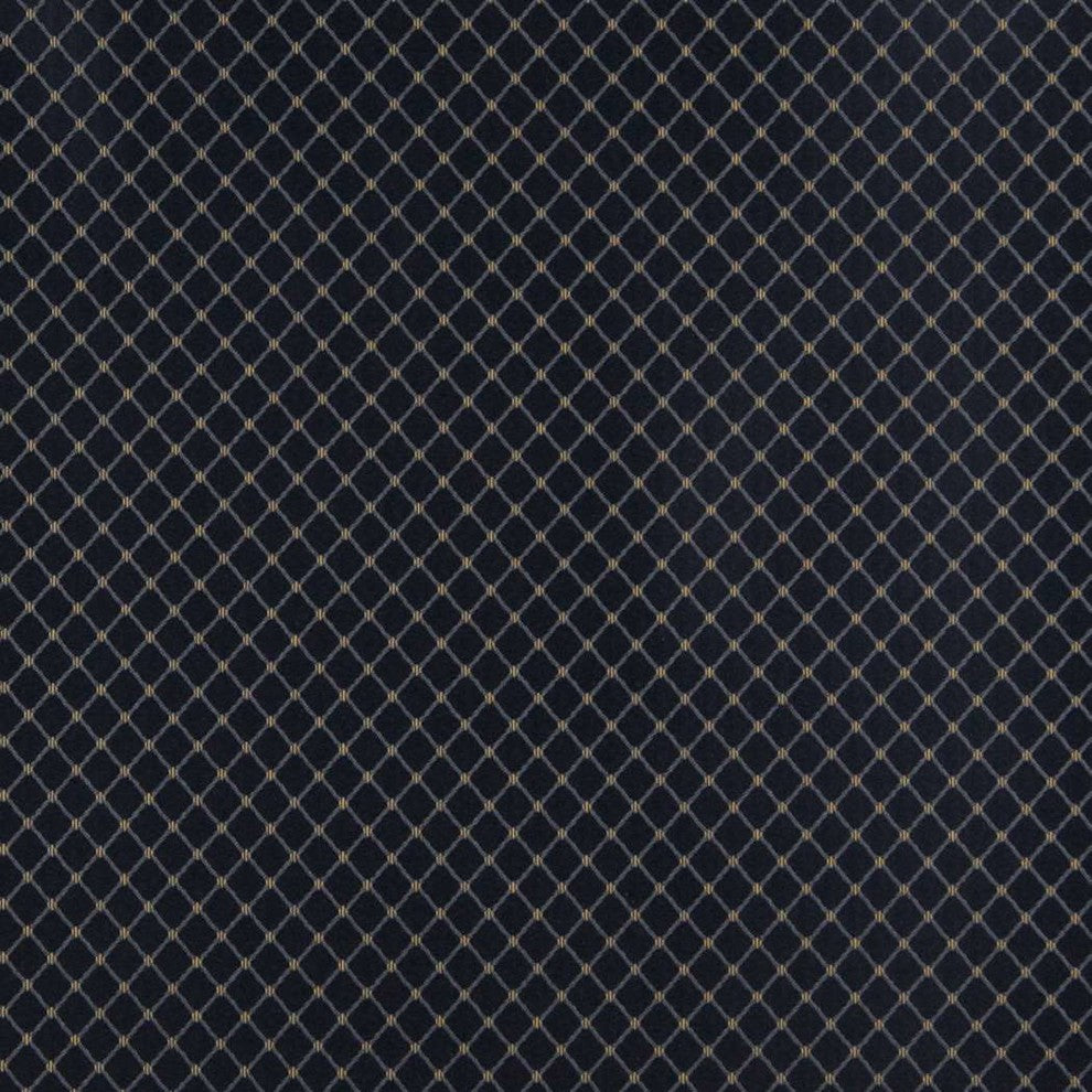 Navy Blue And Gold Diamond Jacquard Woven Upholstery Fabric By The Yard
