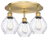 Waverly-3 Light 18" Flush Mount-Brushed Brass, Clear Glass Shade