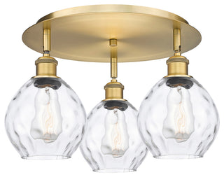Waverly-3 Light 18" Flush Mount-Brushed Brass, Clear Glass Shade