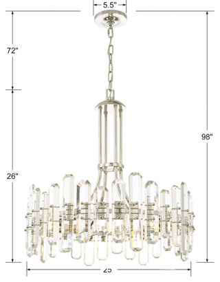 Crystorama BOL-8888-PN, 8-Light Chandelier, Polished Nickel