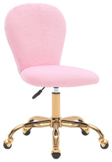 Critter Sitters Emmy Faux Fur Swivel Office Chair, Pink/Gold