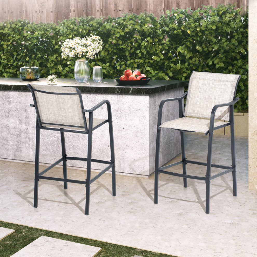 Set of 2 Outdoor bar stoolst Patio Bar Chair,patio furniture set, Gray&brown