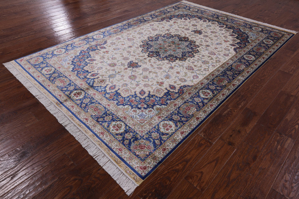 100% Silk High End Persian Hand Knotted Rug 6' 0" X 9' 0''- Q4811
