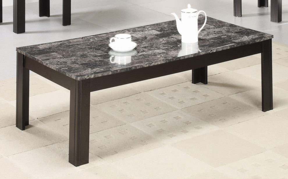 3-Piece Table Set With Marble Top, Black