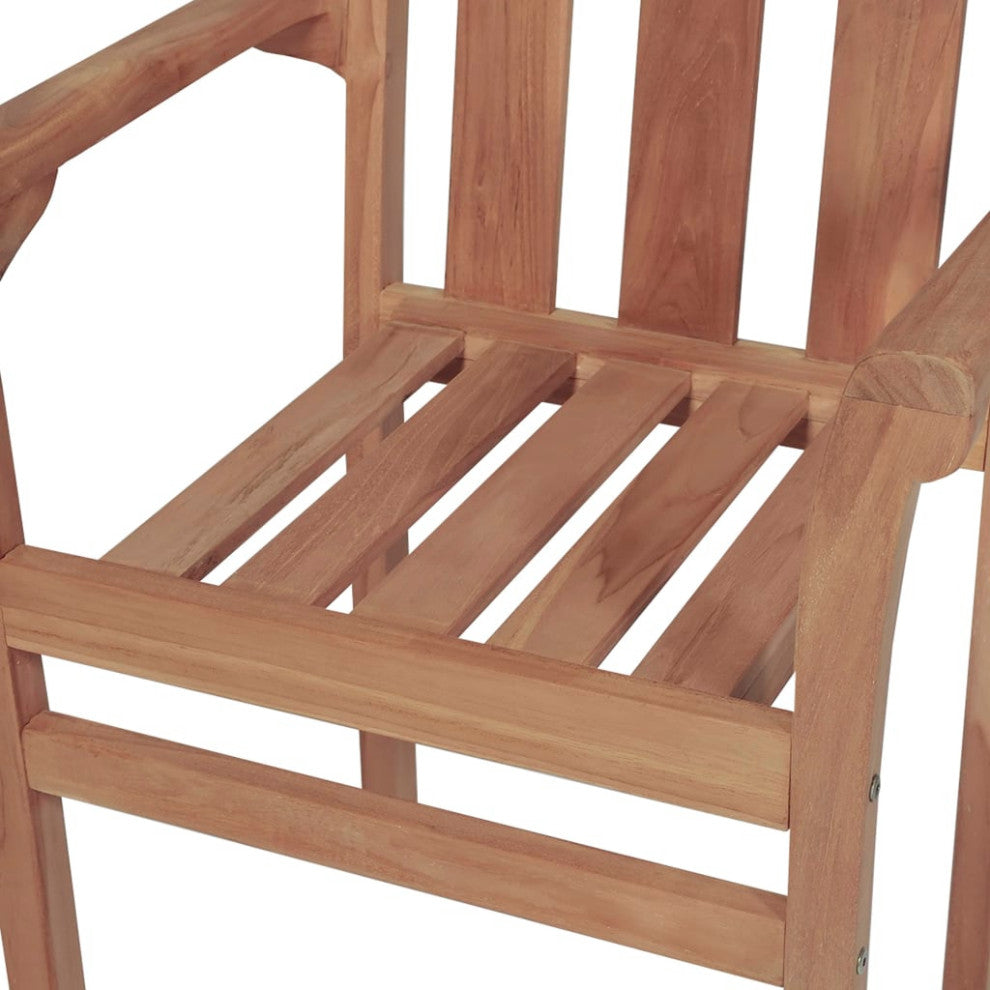 vidaxL 8x Solid Teak Wood Stackable Patio Chairs Outdoor Garden Lounge Seating