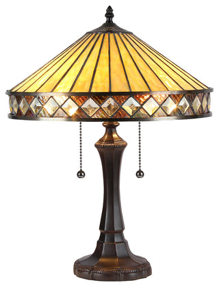 INGRID, Tiffany-style 2 Light Mission Table Lamp, 16" Shade