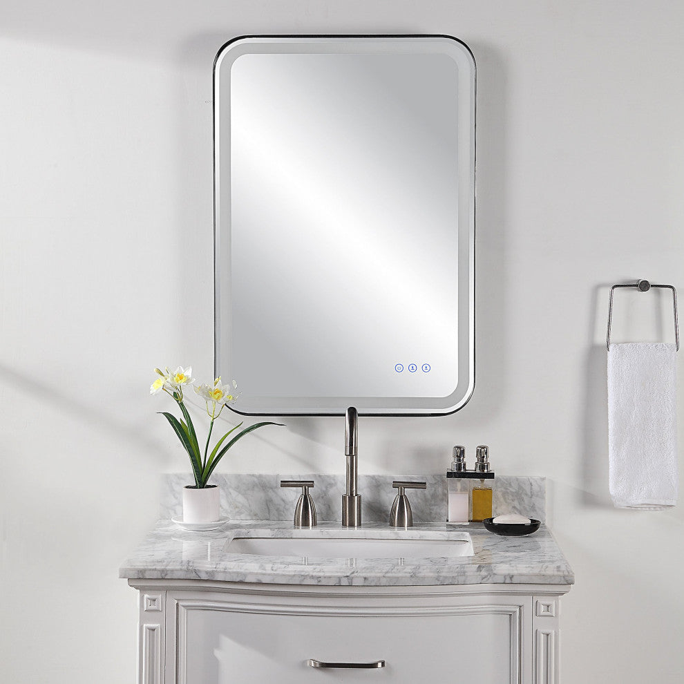 Uttermost Crofton-Lighted Black Vanity Mirror