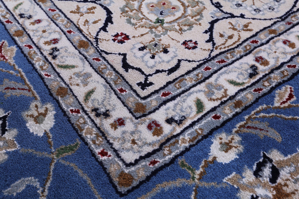 Persian Nain Hand-Knotted Wool & Silk Rug 7' 11" X 10' 2" - Q13126