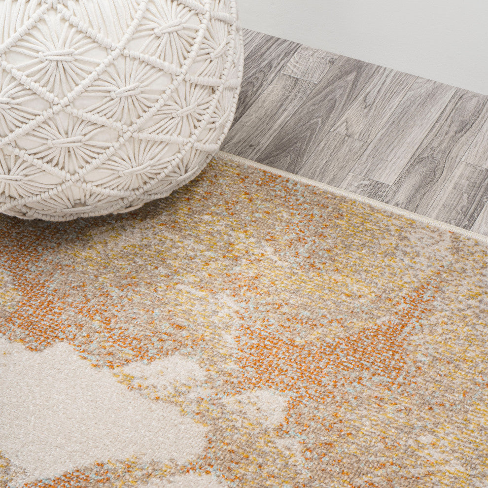 Petalo Abstract Two-Tone Modern Orange/Beige/Cream 5 ft. x 8 ft. Area Rug