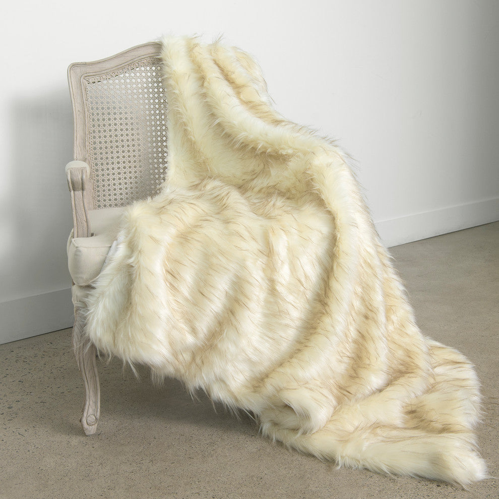 Luxe Faux Fur Throw Blanket, Iced, 52"x84"